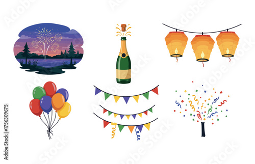Celebration and festive event icons for party planning and design