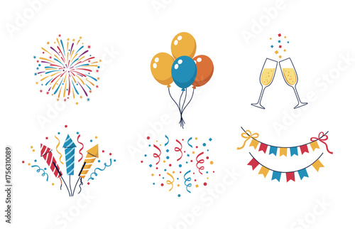 Celebratory party elements for festive event design and decor