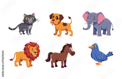 Charming animal companions for children's educational materials