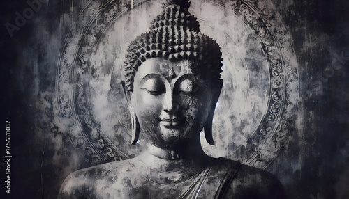 Grunge Buddha texture, Ai generated image