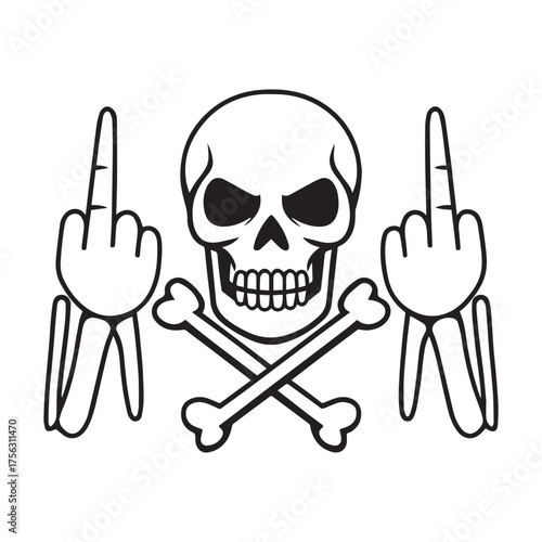 Skull Middle Finger Svg