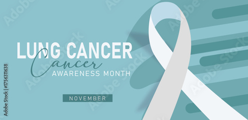 Lung Cancer Awareness Month in November with Teal Ribbon