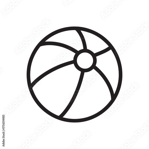 Vector art of black and white line drawing of a beach ball
