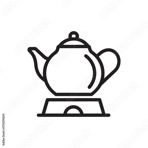 Vector art of icon of a teapot on a heating element, symbolizing brewing or hot beverage