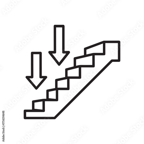 Vector art of staircase with downward arrows indicating movement or direction