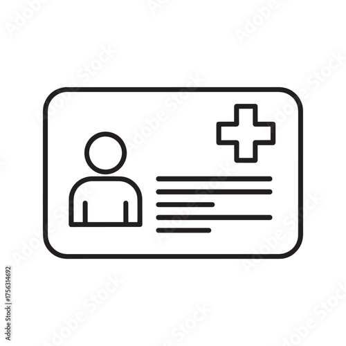 Vector art of medical identification card with person icon and cross symbol