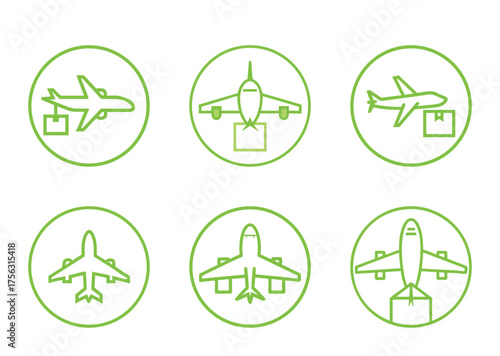 Diverse icons depicting air freight and delivery services in a vector format