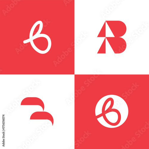 Modern Minimal Letter B Logo Design Set for Branding, Business, and Technology Company Identity