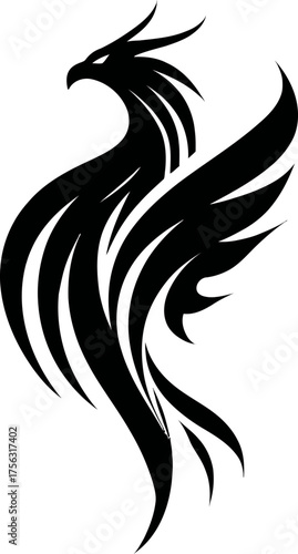 Stylish Black Phoenix Vector Art for Branding and Logo Design