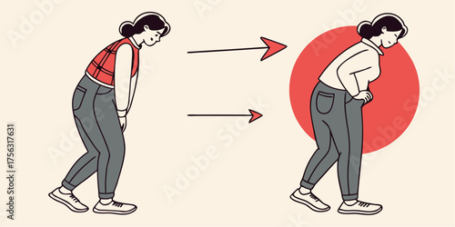Woman's posture improves with exercise, gaining confidence and better health