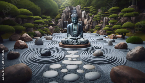 Rock garden Buddha, Ai generated image