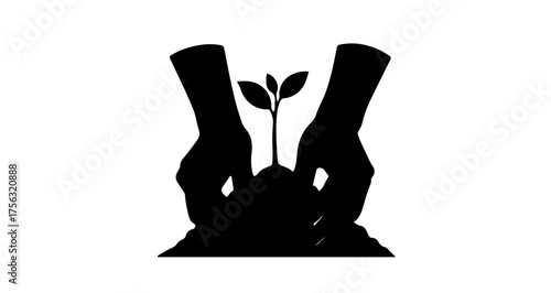 Nurturing growth with care hands planting seedling, symbolizing environmental responsibility and sustainable future, fostering new beginnings and hope