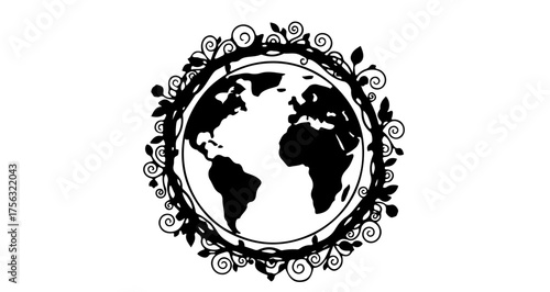 Elegant globe illustration for eco-friendly brand, perfect for sustainable business marketing and environmental awareness campaigns, visually striking design