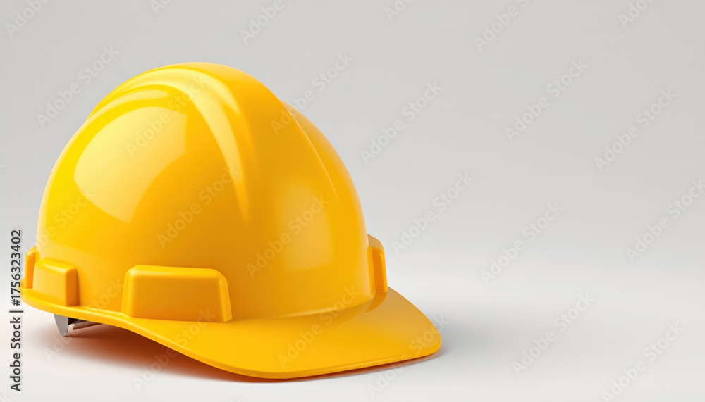 Fototapeta premium Yellow safety helmet with smooth surface and sturdy design for construction and industrial protection