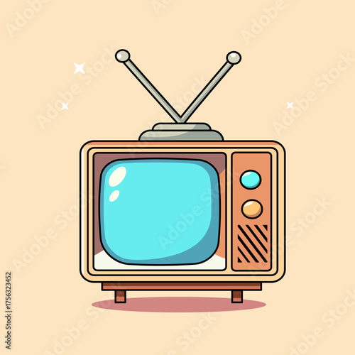 Retro Cartoon Television with Antenna Vector Illustration Cartoon Design