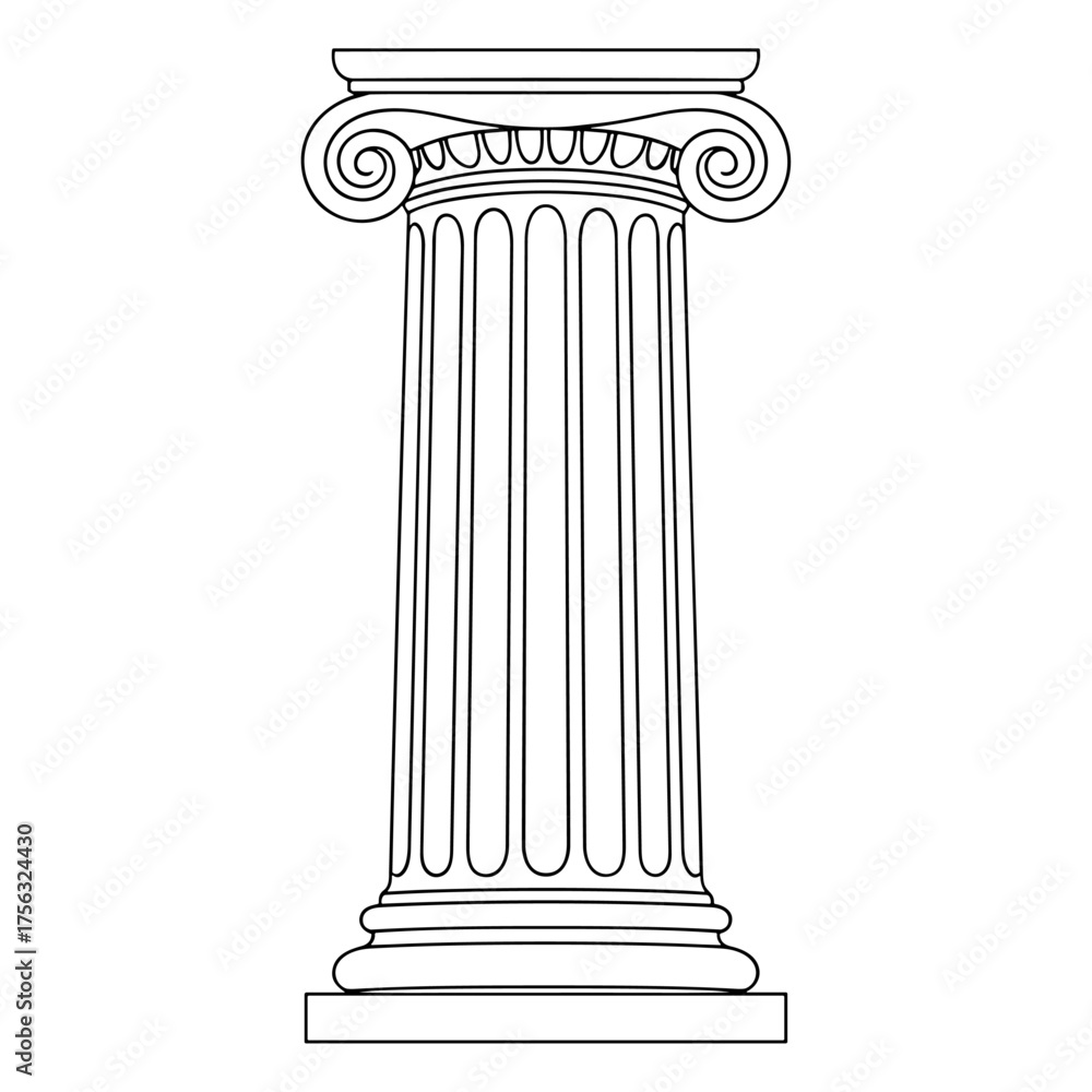 Obraz premium ionic column line art black and white