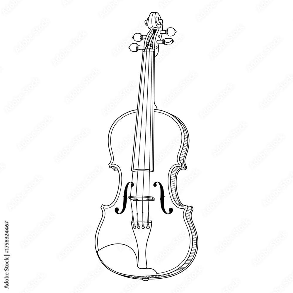 Fototapeta premium Violin line art in black and white