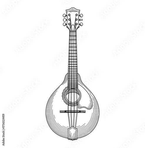 mandolin line art black white