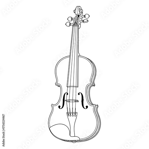Violin line art in black and white