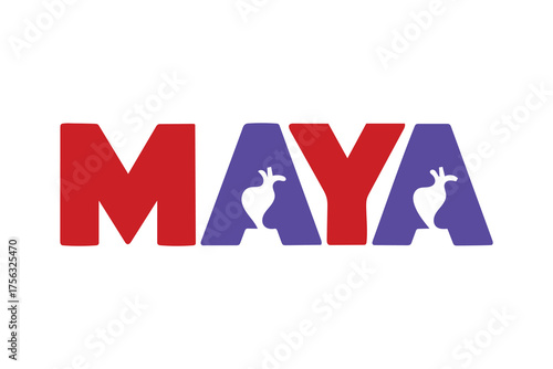 Maya name logo with abstract symbol business branding design idea