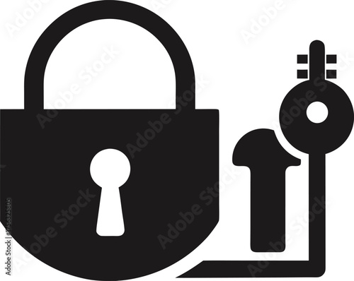 Vector art of padlock and key icon representing security and access