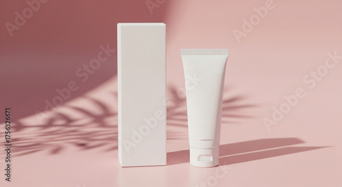 Wallpaper Mural Blank Cosmetic Packaging Mockup on Soft Pink Background with Gentle Shadows
 Torontodigital.ca