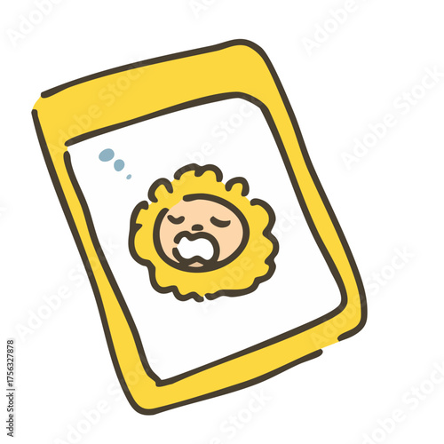 ベビー・子供用寝具のイラスト（ライオンの顔）