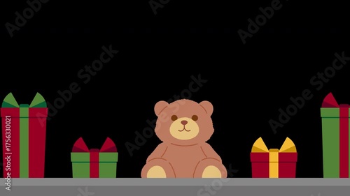 ベルトコンベアに流れるプレゼントのアニメーション