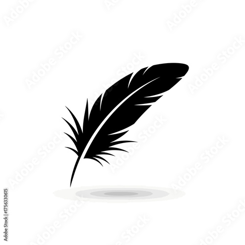 "Black Feather Silhouette Icon for Nature, Writing, and Minimalist Design"