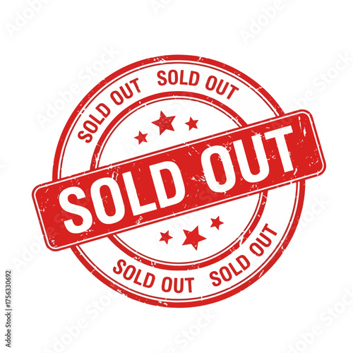 "Red Sold Out Stamp Icon for Product Availability Status and Marketing"