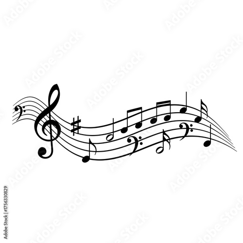 "Flowing Musical Notes and Treble Clef Design for Music Lovers"