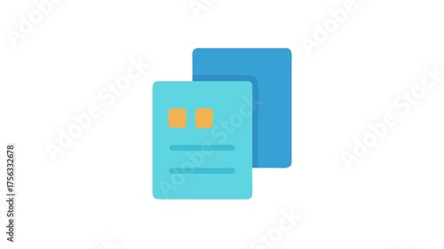 Blue papers with orange rectangles over White Background
