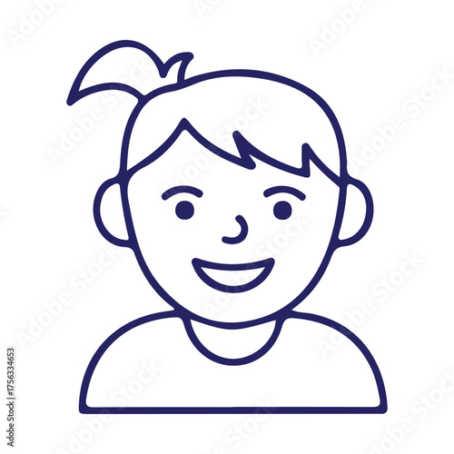 A cheerful young girl with a ponytail smiling brightly representing happiness and childhood joy