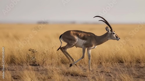 Swift Thomsons Gazelle Sprinting Across the African Savannah.