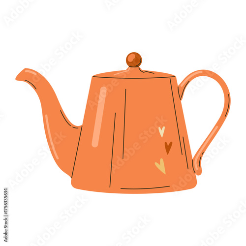 Orange teapot with long spout