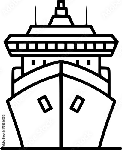 a minimalist line drawing of a ship, vector
