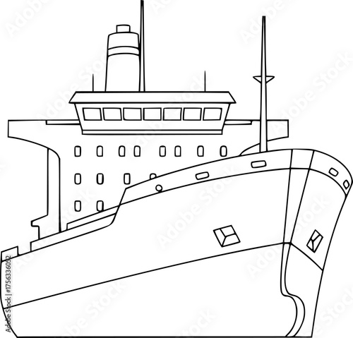 a minimalist line drawing of a ship, vector
