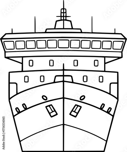 a minimalist line drawing of a ship, vector
