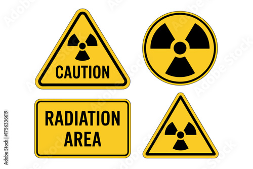Radiation Hazard Warning Signs Representing Danger and Safety Precautions in Hazardous Environments