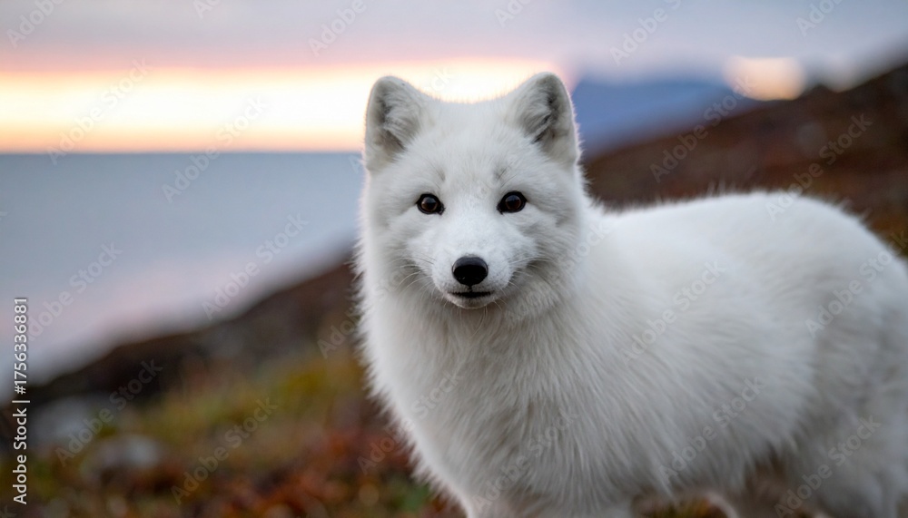 Fototapeta premium Arctic fox white coat blend