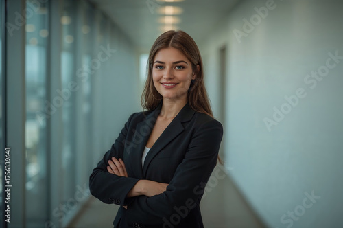 Retrato corporativo premium de profesional joven en entorno moderno, credibilidad, confianza y profesionalidad para marketing 
