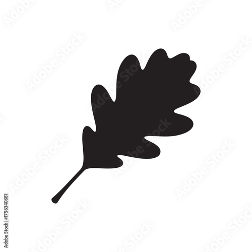 Black oak leaf silhouette vector flat illustration design on white background