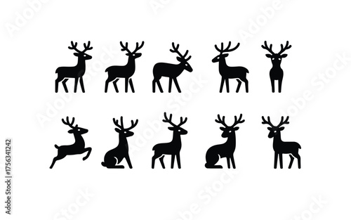Reindeer icons vector graphic design.