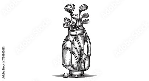 Golf clubs in a bag illustration