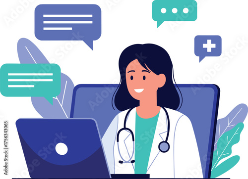 empowerment angle. Female doctor in teleconsultation