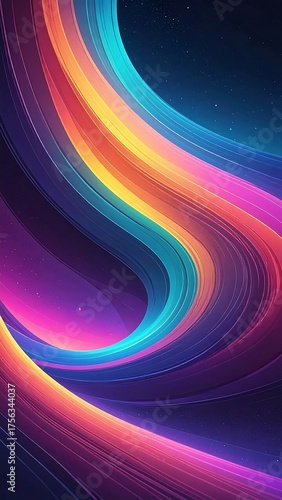 Abstract wavy pattern in vibrant colors against a starry background