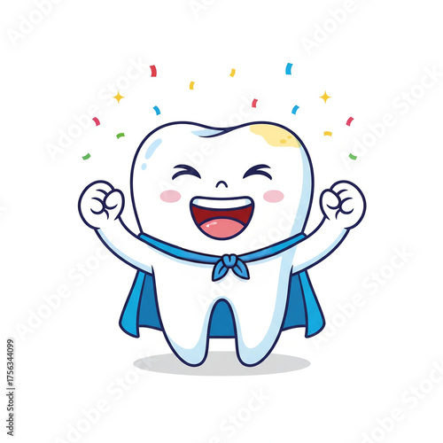 Happy Healthy Tooth with Shiny Dental Filling