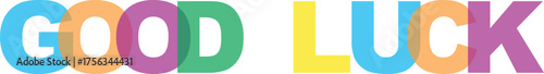 Vibrant good luck text greeting with rainbow colors for celebrations and achievements