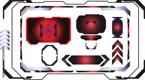 Futuristic hud display with red and black elements