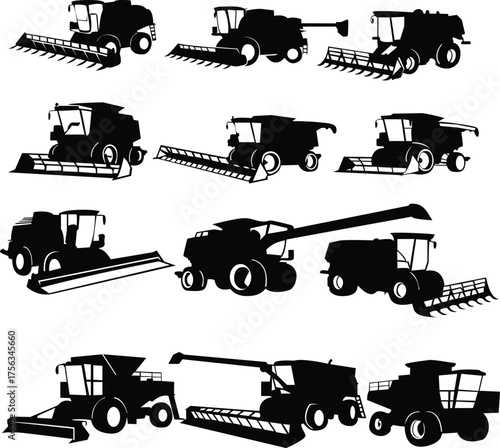 Farmer Operating Harvester in Golden Farmland